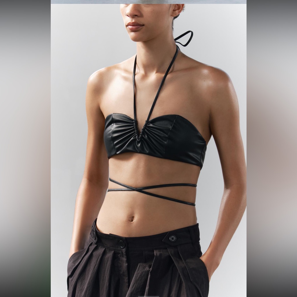 Zara Faux Leather Strappy Top